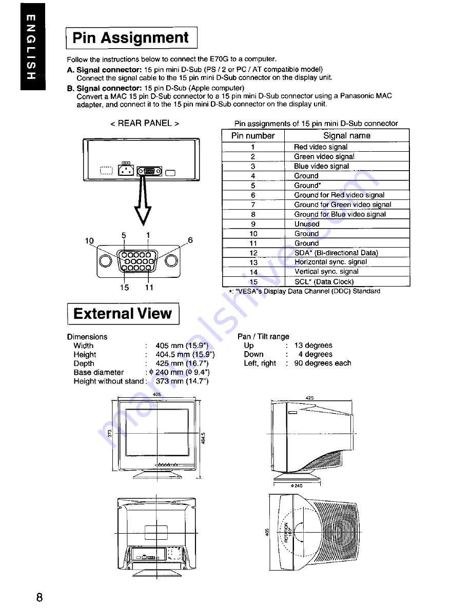 Panasonic PANASYNC E70G User Manual Download Page 10