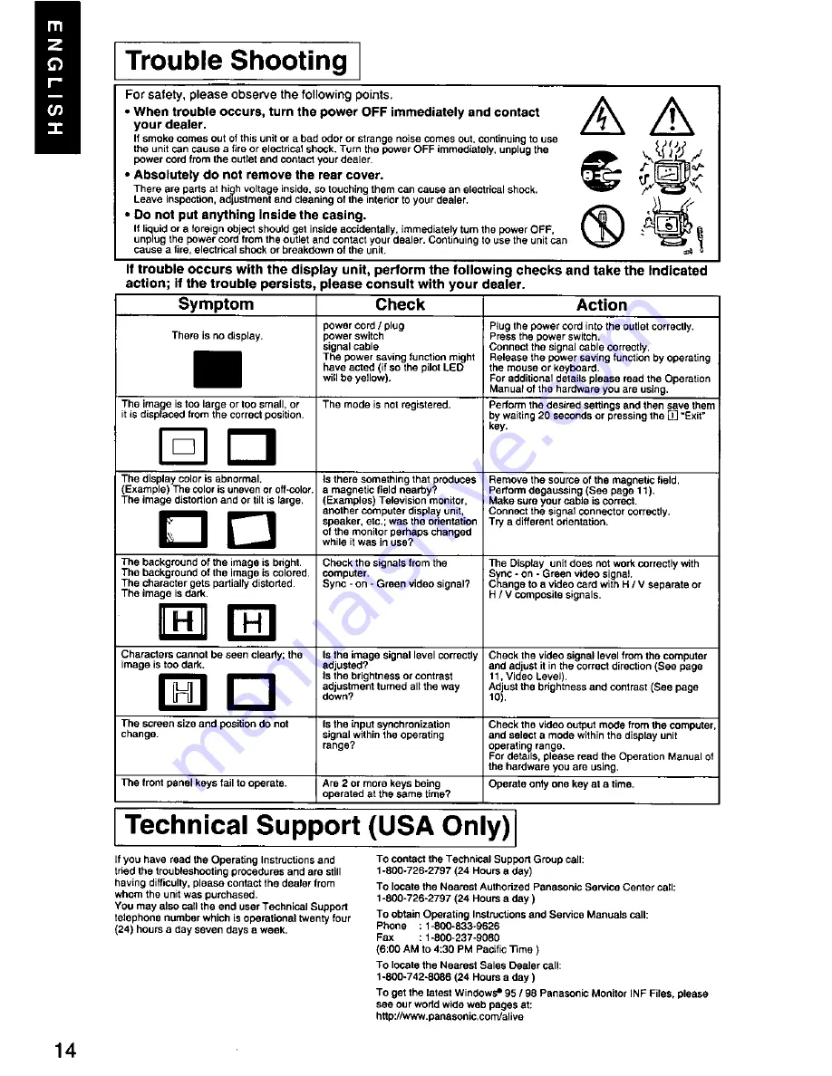 Panasonic PANASYNC E70G User Manual Download Page 16