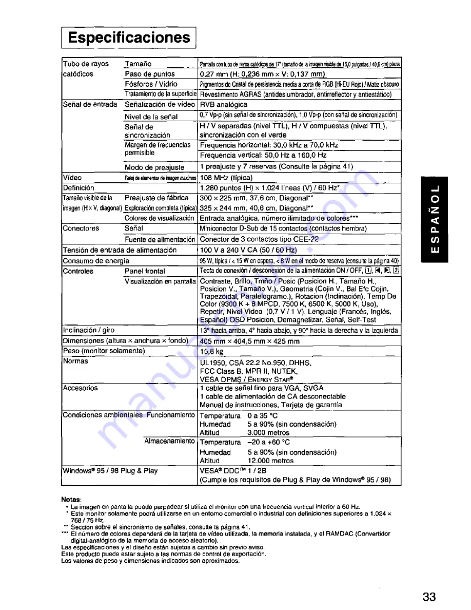 Panasonic PANASYNC E70G User Manual Download Page 35