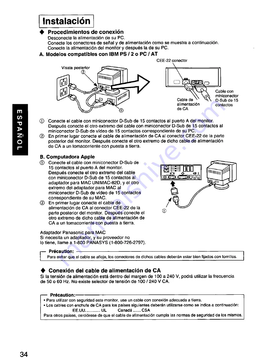 Panasonic PANASYNC E70G User Manual Download Page 36