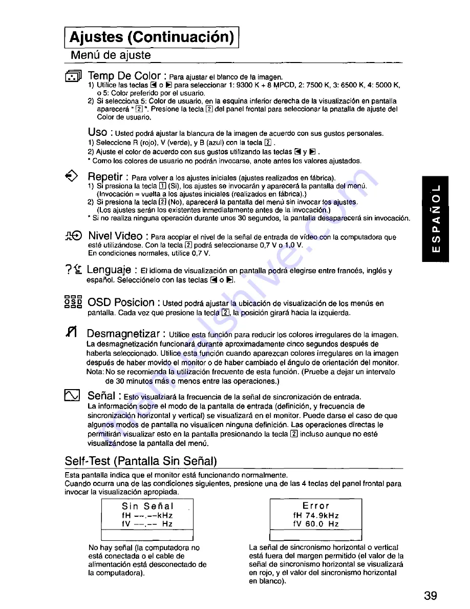 Panasonic PANASYNC E70G User Manual Download Page 41