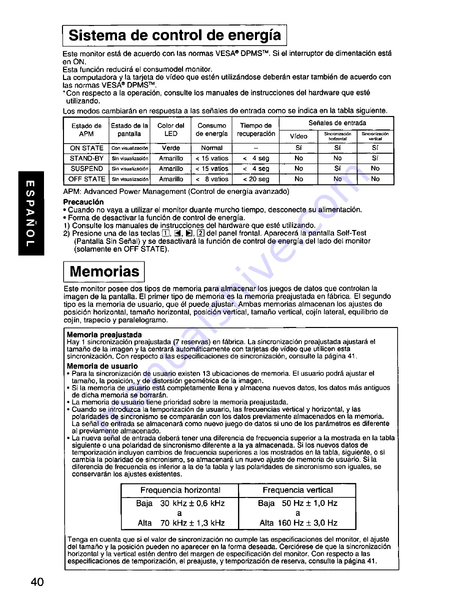 Panasonic PANASYNC E70G User Manual Download Page 42