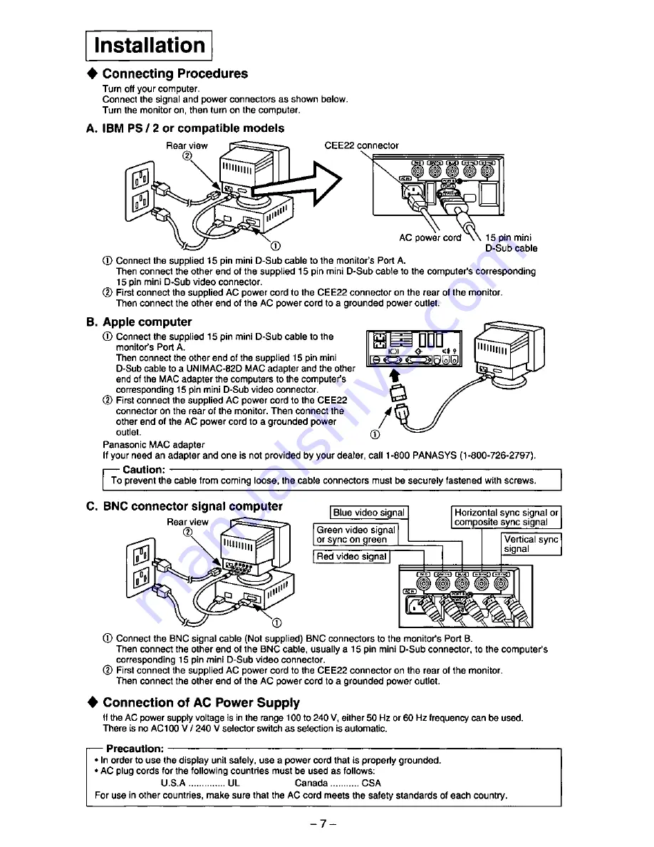 Panasonic PANASYNC PL-70I User Manual Download Page 8