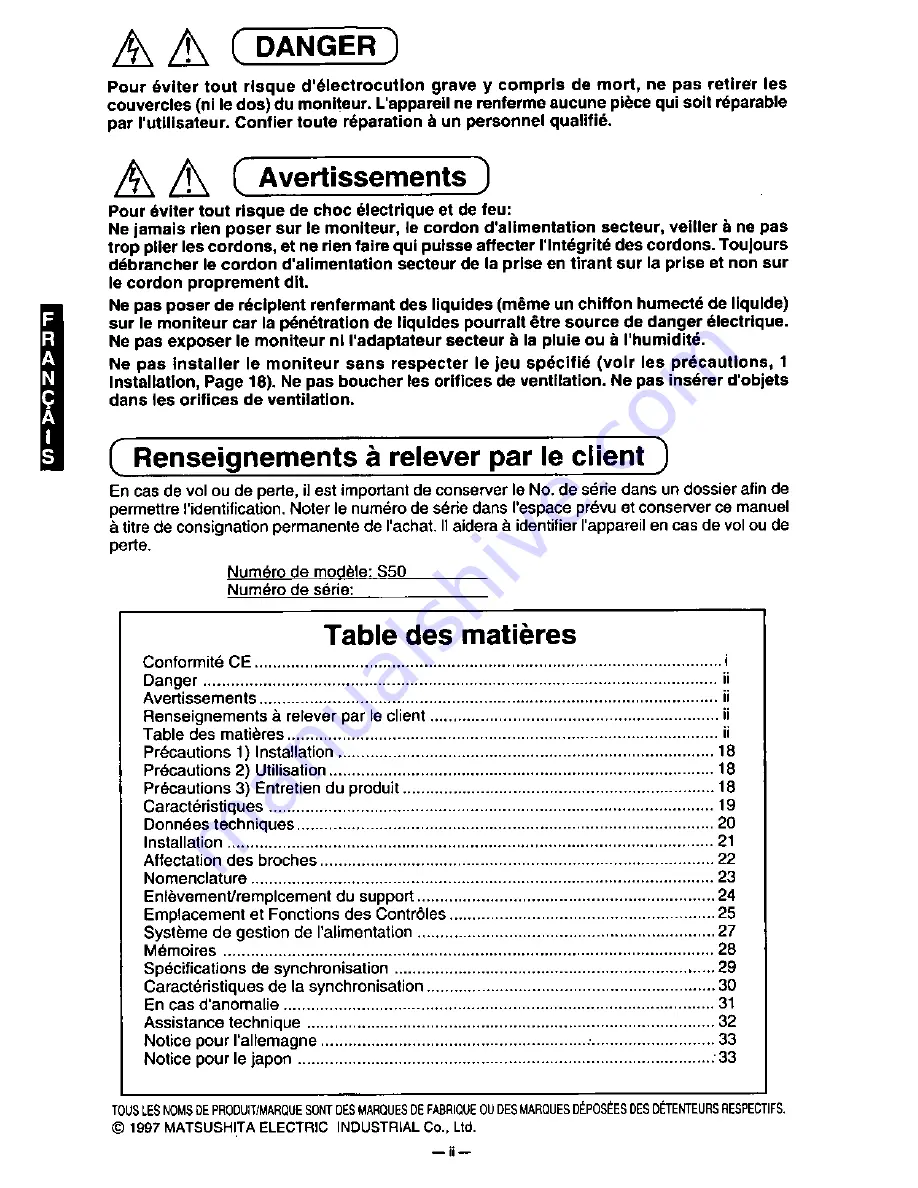 Panasonic PANASYNC S50 User Manual Download Page 24