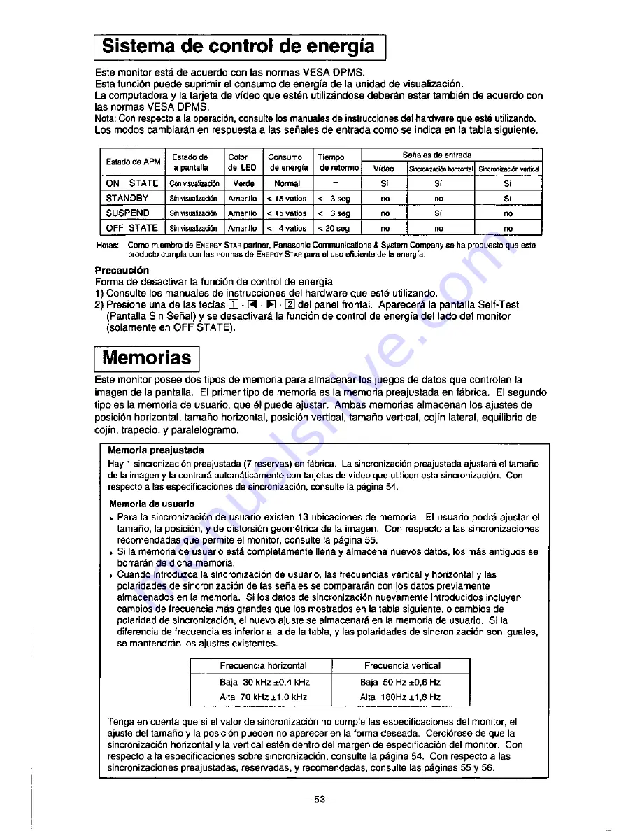 Panasonic PANASYNC S70 User Manual Download Page 58