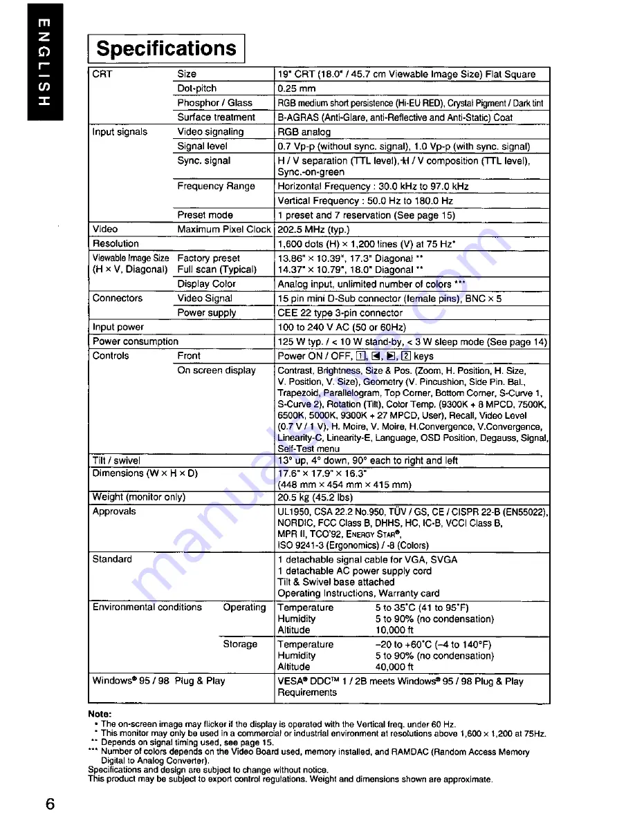 Panasonic PANASYNC SL90i User Manual Download Page 7