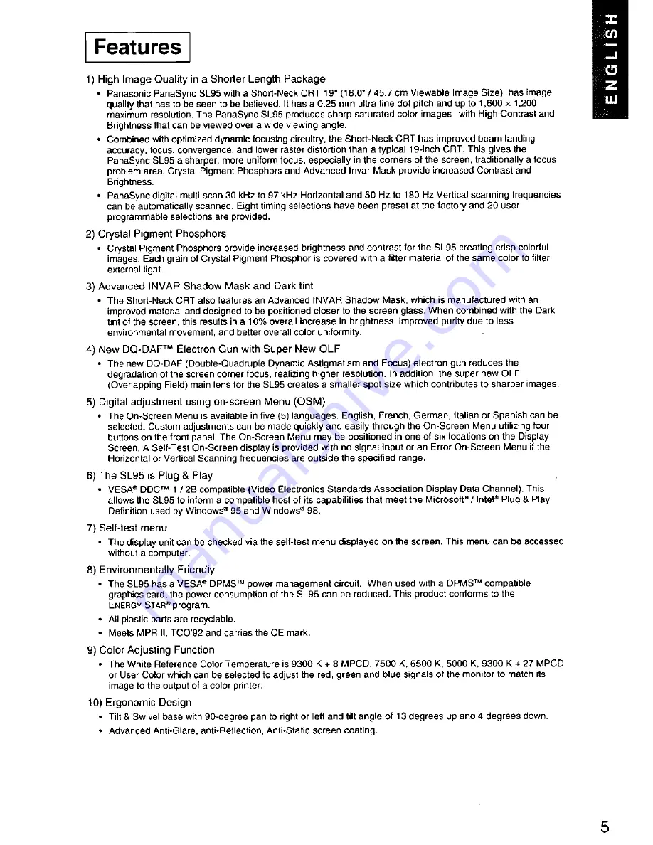 Panasonic PANASYNC SL95 User Manual Download Page 6