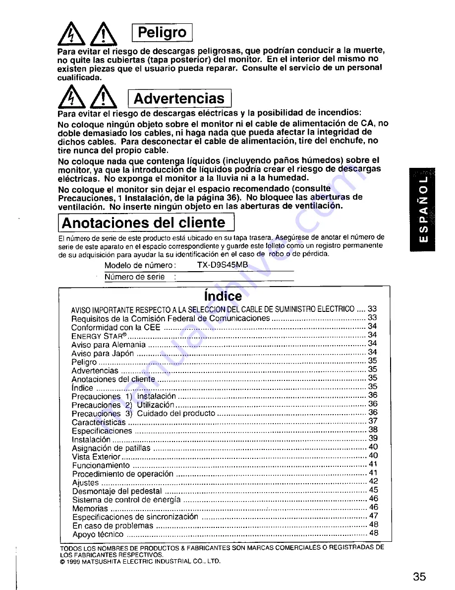 Panasonic PANASYNC SL95 User Manual Download Page 36