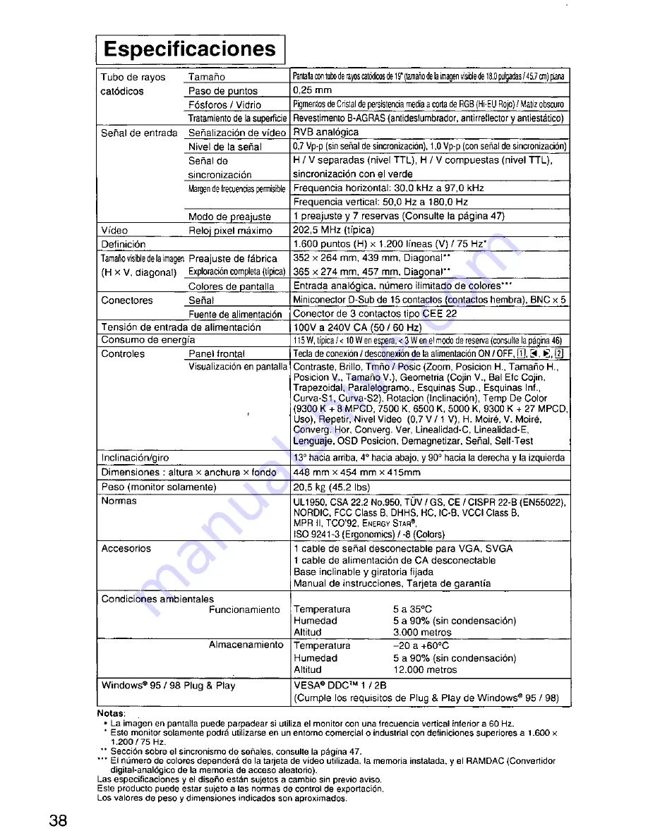 Panasonic PANASYNC SL95 User Manual Download Page 39