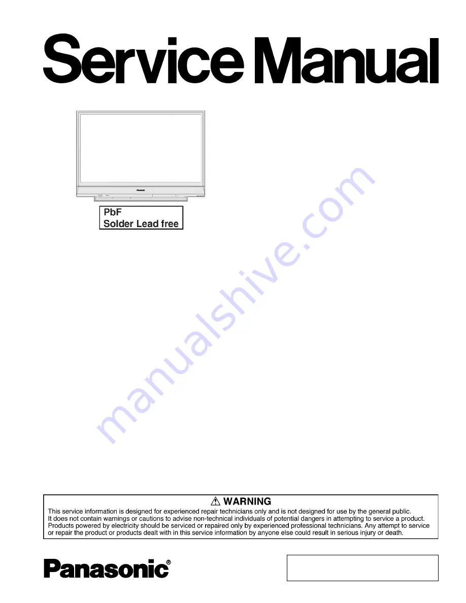 Panasonic PT-56LCX66 Service Manual Download Page 1