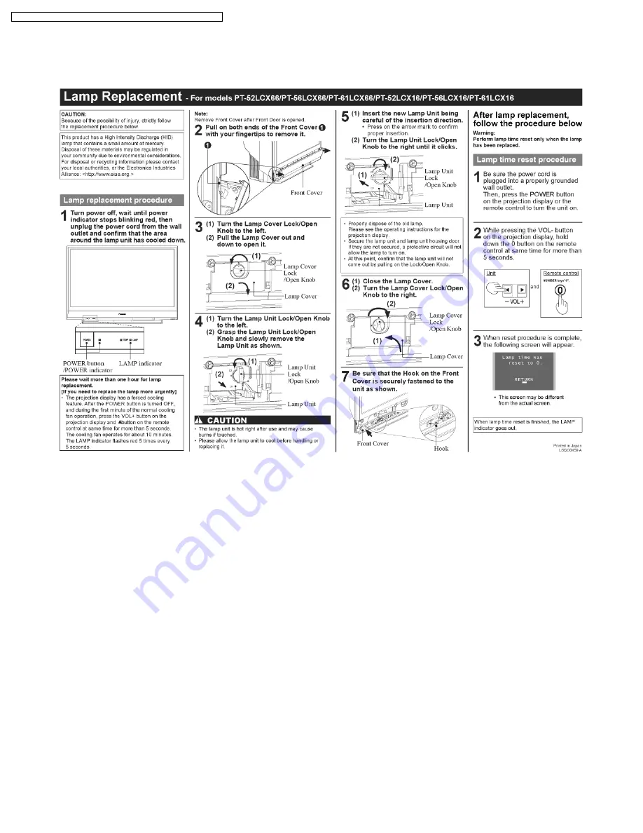 Panasonic PT-56LCX66 Service Manual Download Page 10