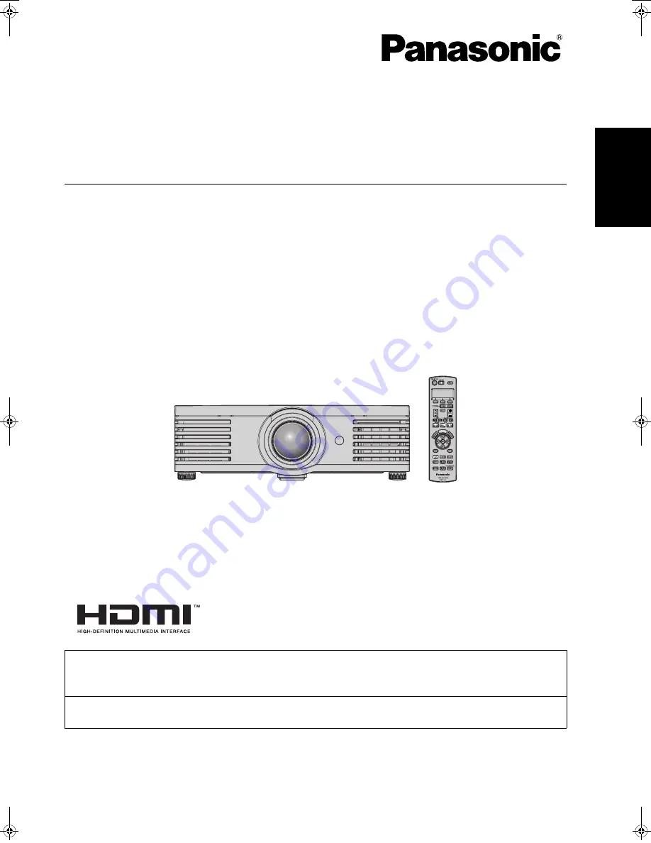 Panasonic PT-AE1000U - LCD Projector - HD 1080p Operating Instructions Manual Download Page 1