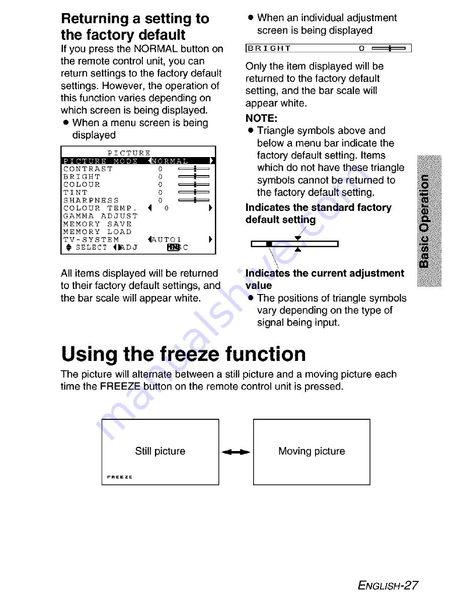 Panasonic PT-AE200E Operating Instructions Manual Download Page 27