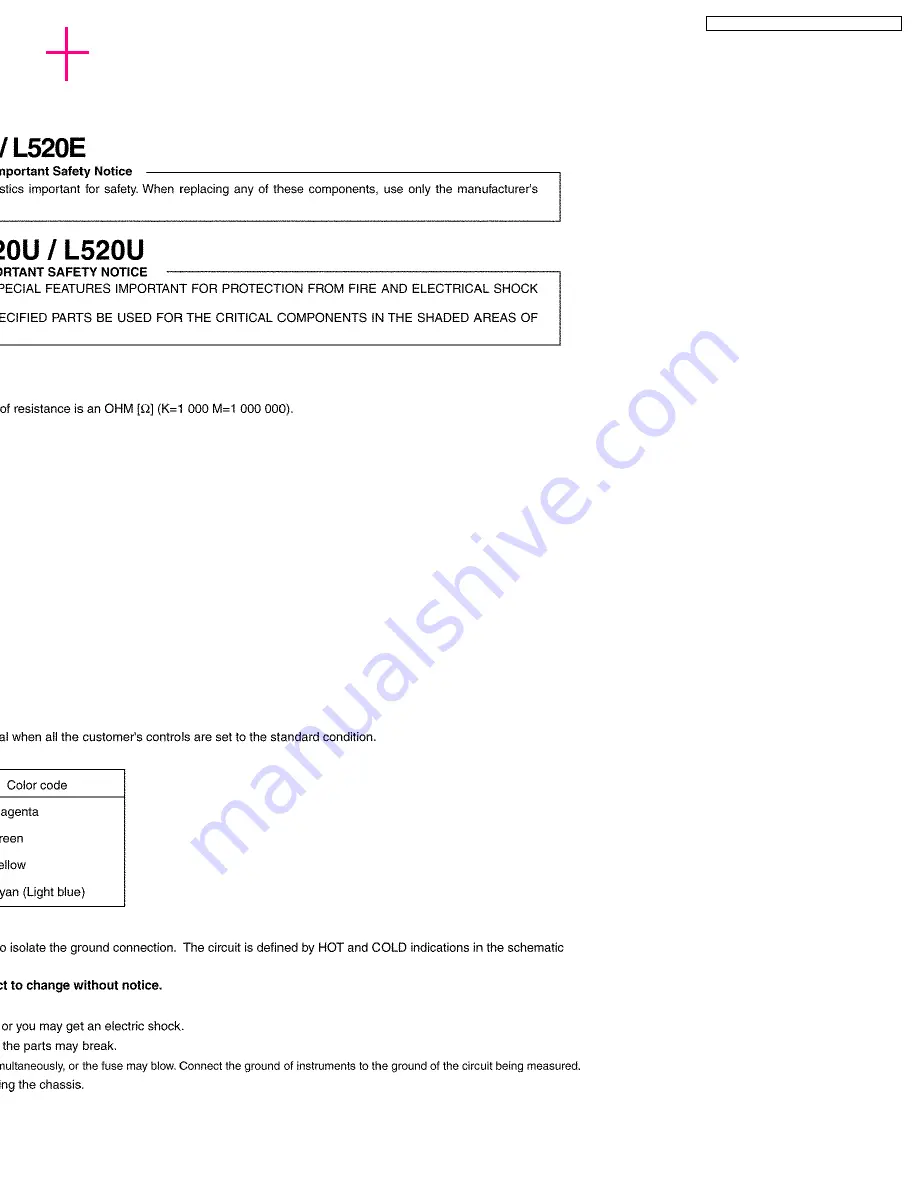 Panasonic PT-L520E Service Manual Download Page 135