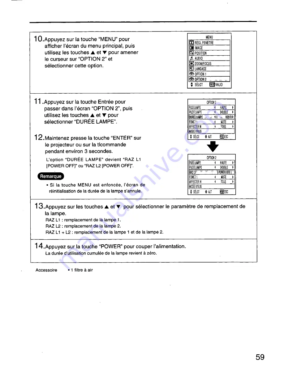 Panasonic PT-L6600UL Operating Instructions Manual Download Page 59