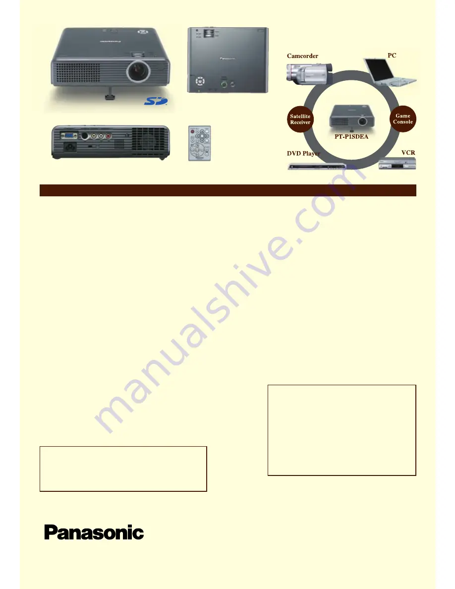 Panasonic pt-p1sdea Brochure & Specs Download Page 4