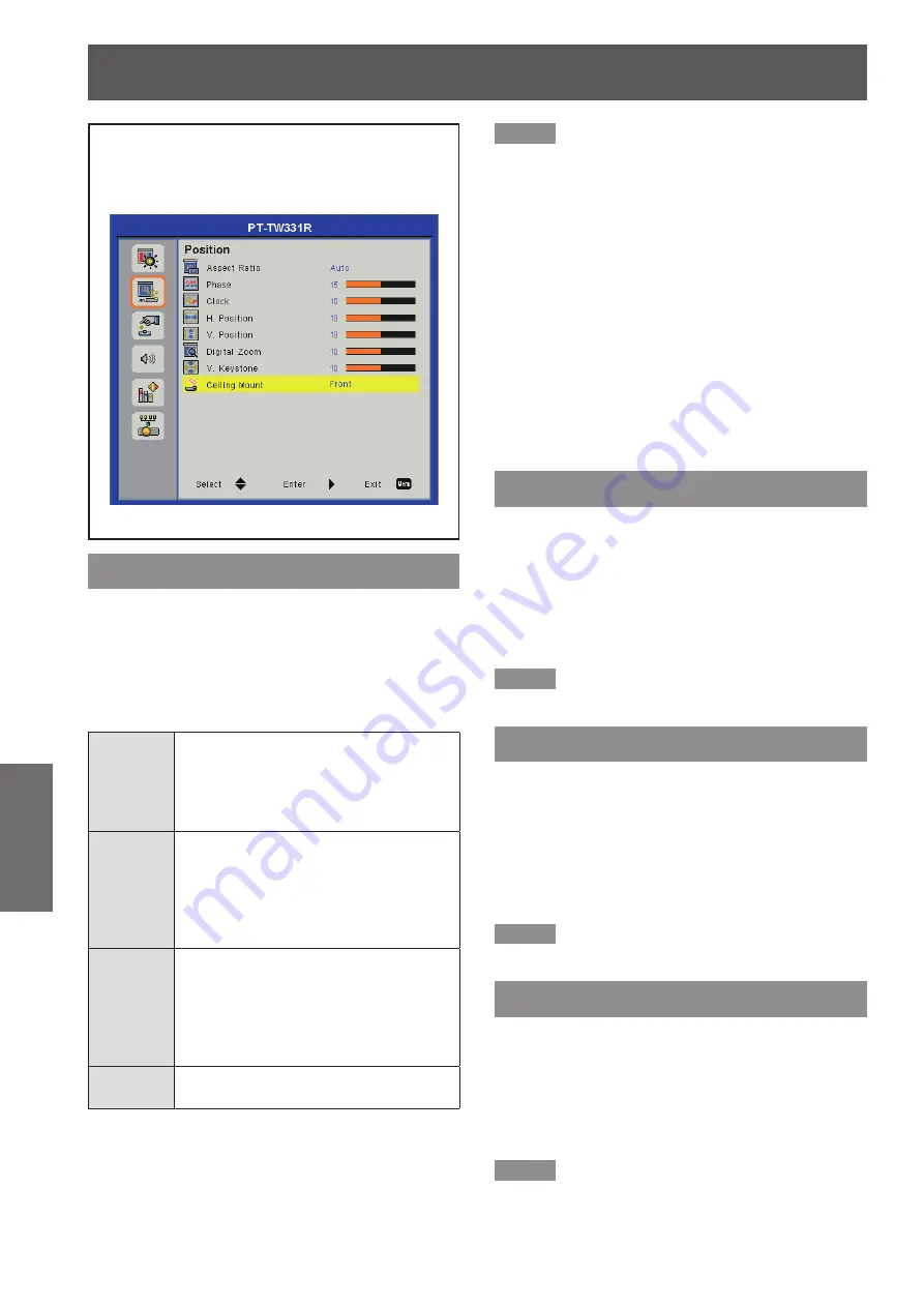 Panasonic PT-TW331RU Operating Instructions Manual Download Page 40