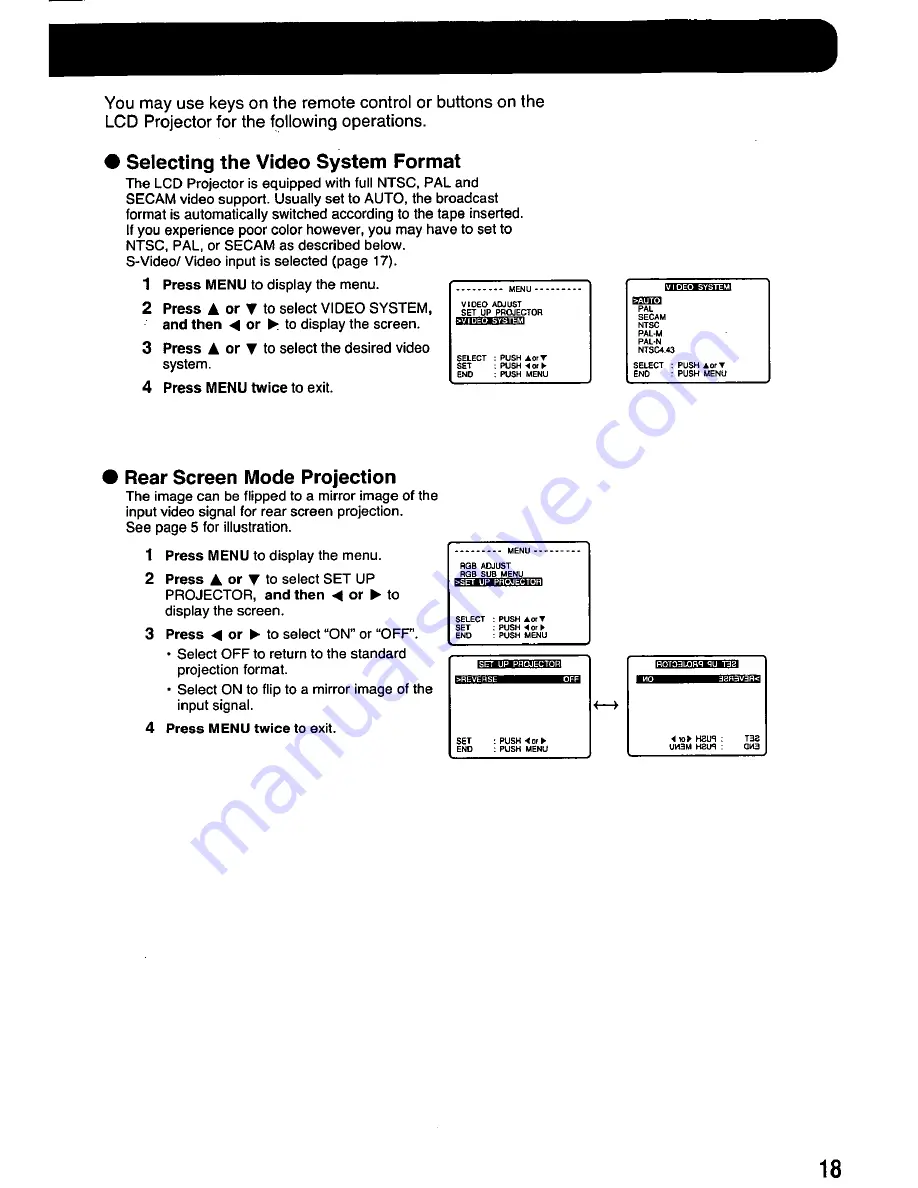 Panasonic PTL292U - LCD PROJECTOR Operating Instructions Manual Download Page 19