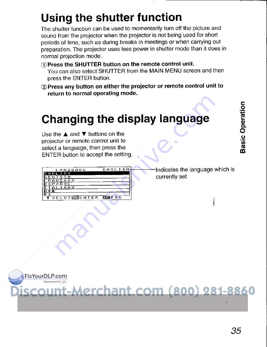 Panasonic PTL501U - LCD PROJECTOR Operating Instructions Manual Download Page 36