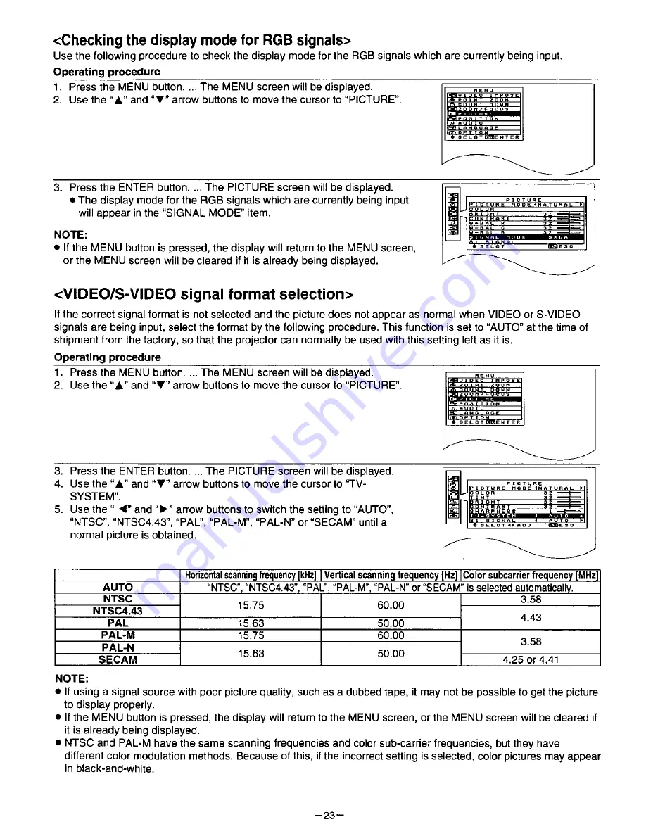 Panasonic PTL597U - LCD PROJECTOR Operating Instructions Manual Download Page 24