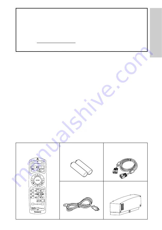 Panasonic PTL785U - LCD PROJECTOR UNIT Operating Instructions Manual Download Page 9