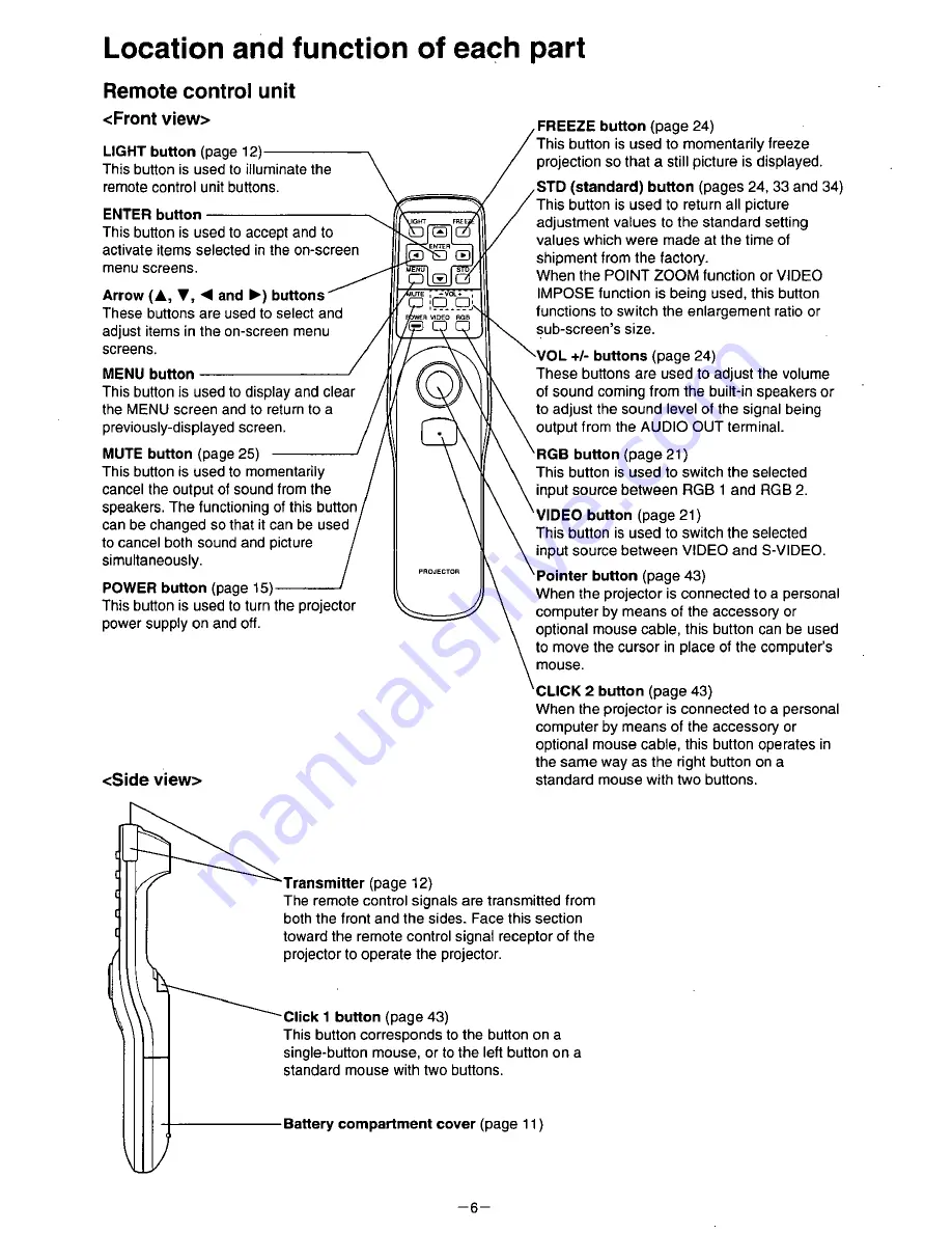 Panasonic PTL797PXU - LCD PROJECTOR Operating Instructions Manual Download Page 7