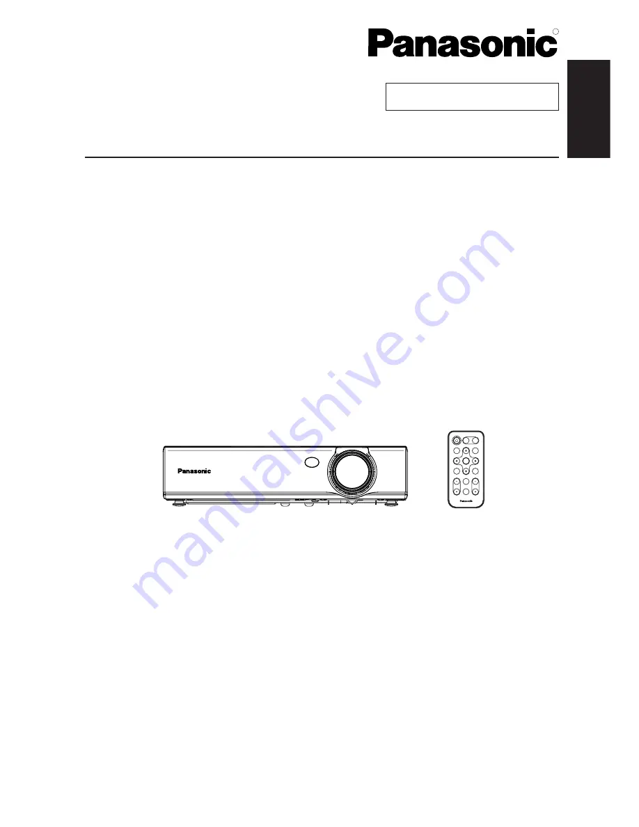 Panasonic PTLB20NTU - PROJECTOR- NETWORK IB Скачать руководство пользователя страница 1