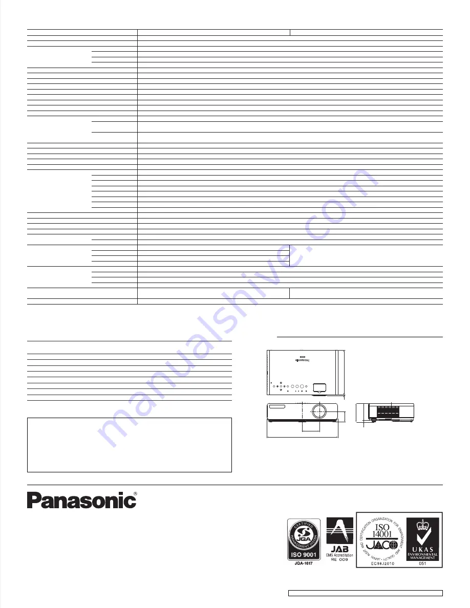 Panasonic PTLB75NTU - LCD PROJECTOR Specifications Download Page 6