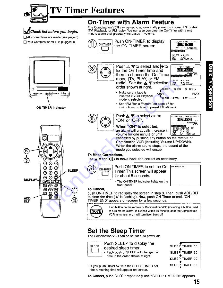 Panasonic PV-M1367AD Operating Operating Manual Download Page 15