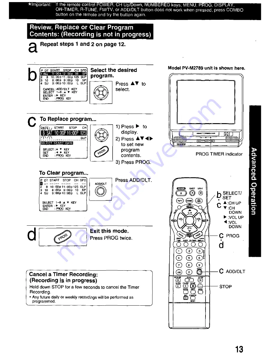 Panasonic PV-M2759 Operating Скачать руководство пользователя страница 13