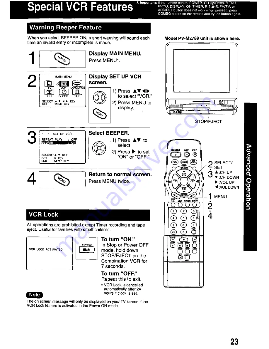 Panasonic PV-M2759 Operating Operating Manual Download Page 23