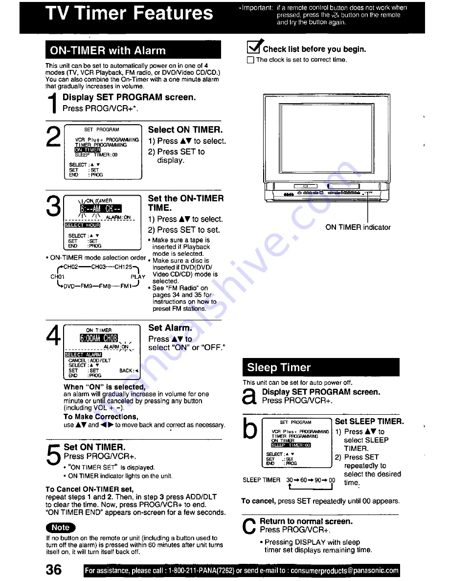 Panasonic PVDF2000 - MONITOR/DVD COMBO Скачать руководство пользователя страница 36