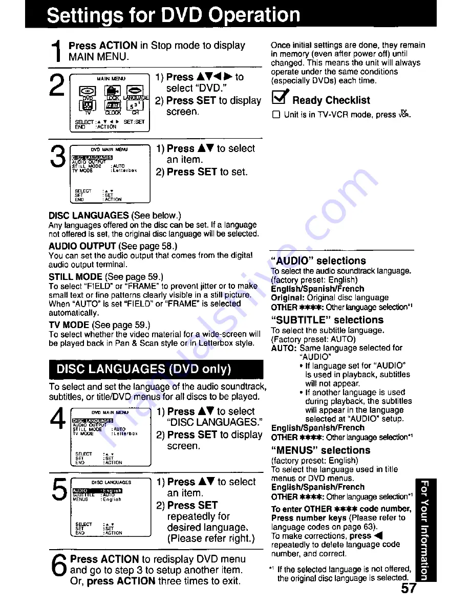 Panasonic PVDM2792 - MONITOR/DVD COMBO Operating Instructions Manual Download Page 57