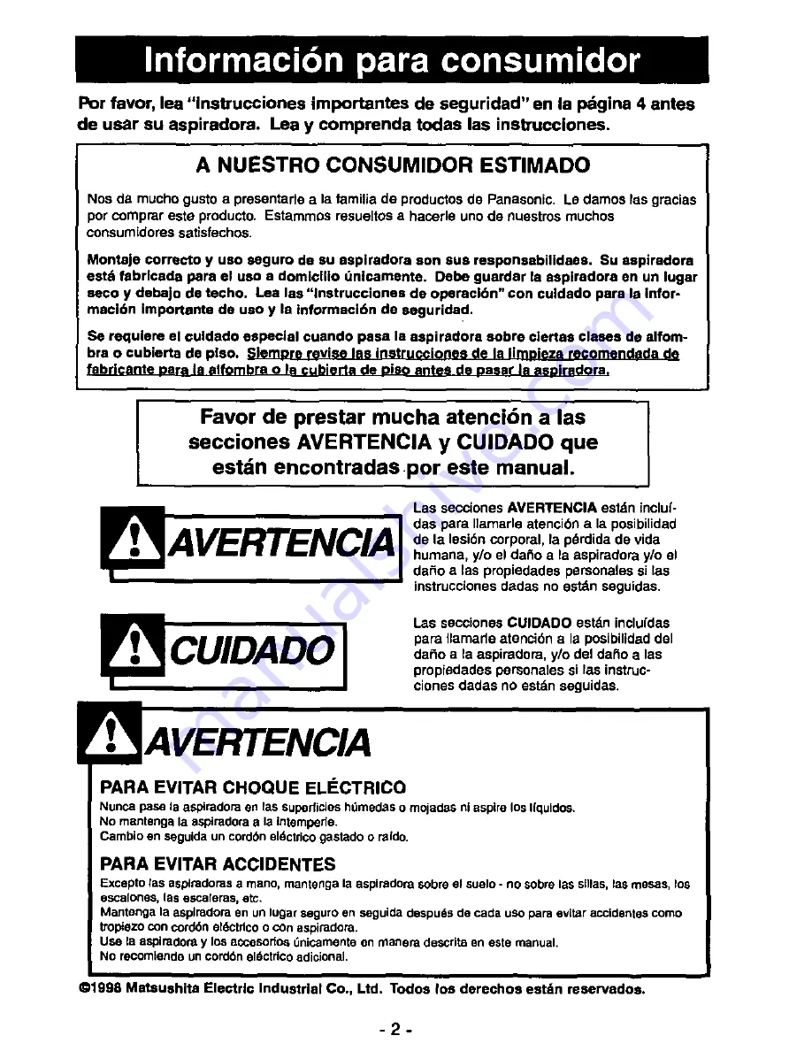 Panasonic QuickDraw MC-V7367 Operating Instructions Manual Download Page 24