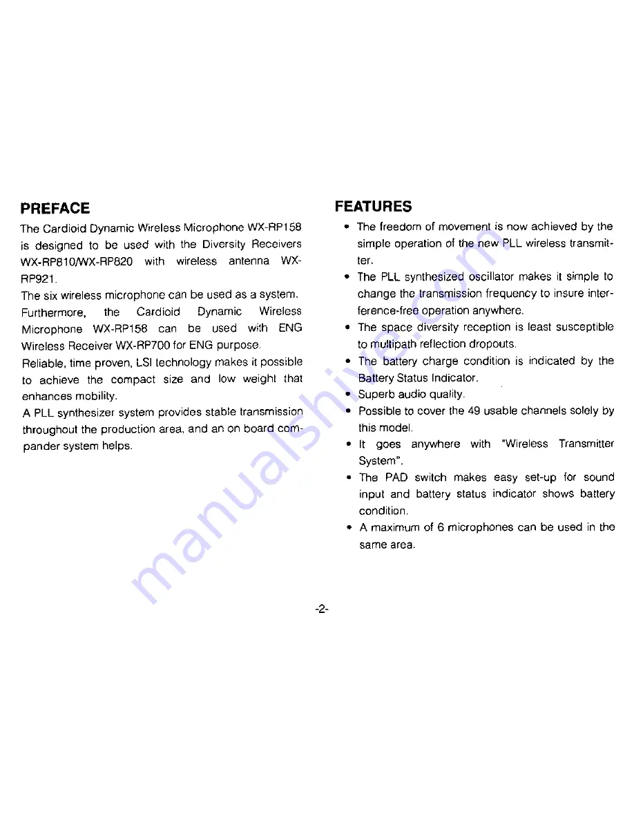 Panasonic Ramsa WX-RP158 Operating Instructions Manual Download Page 4