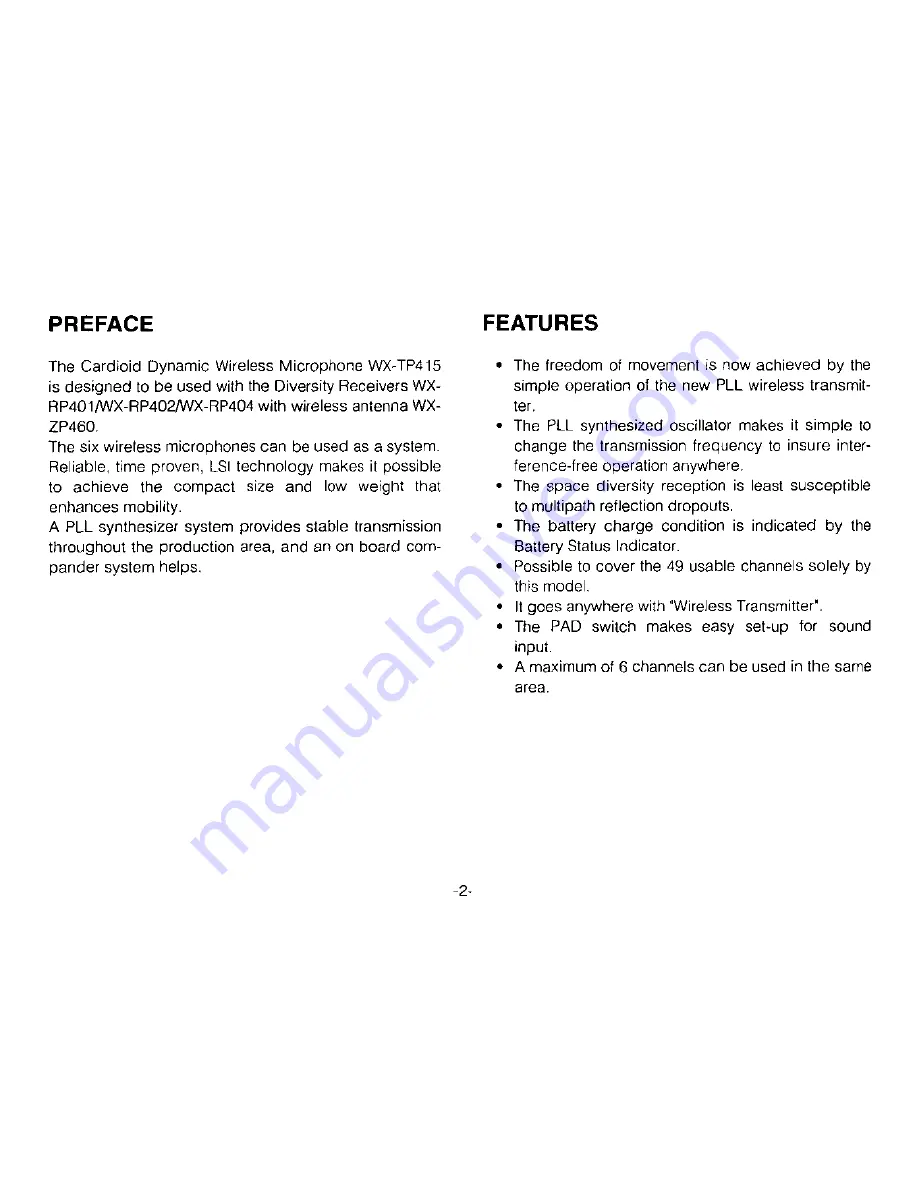 Panasonic Ramsa WX-TP415 Operating Instructions Manual Download Page 4