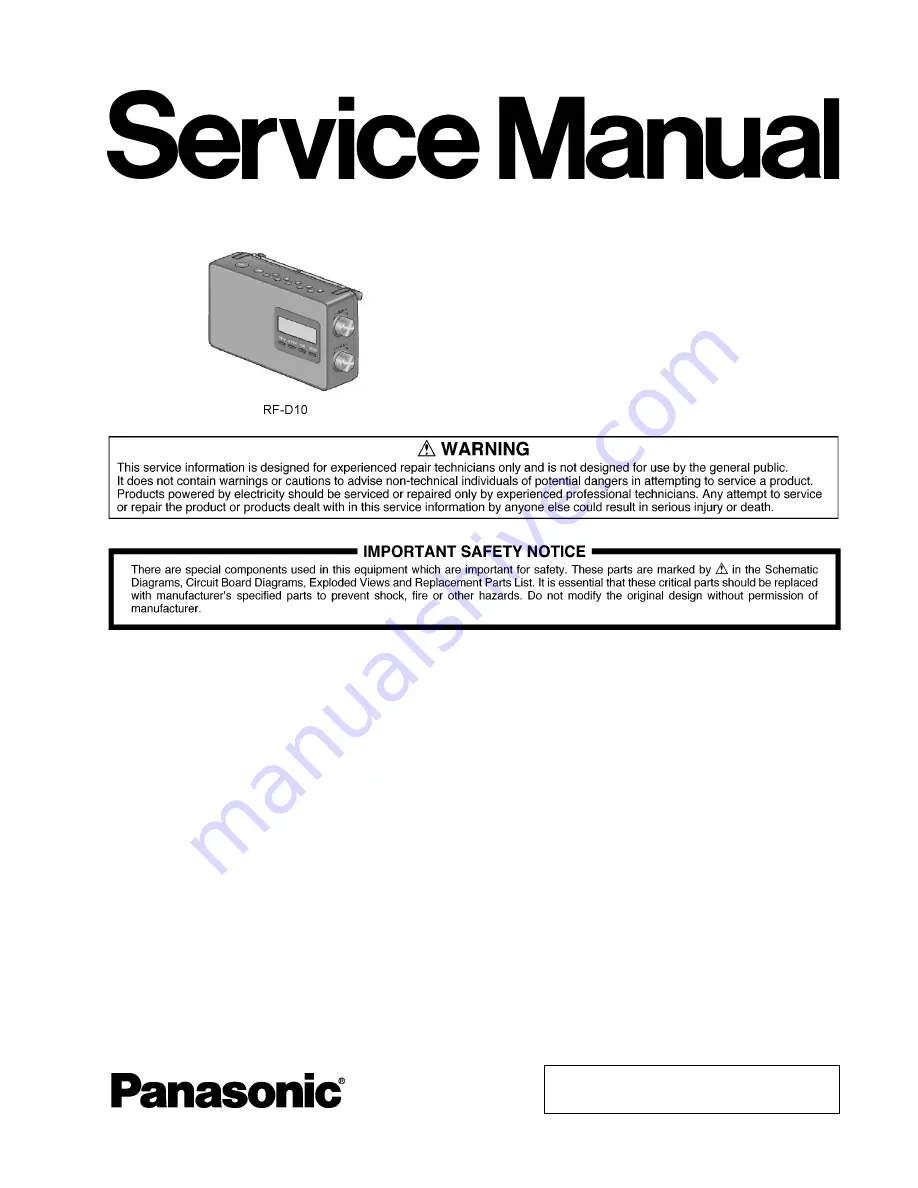 Panasonic RF-D10EB Service Manual Download Page 1