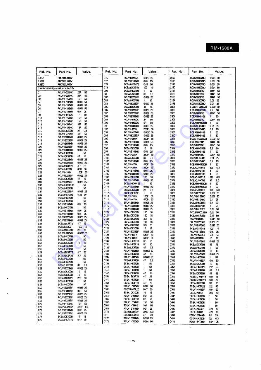 Panasonic RM-1500A Service Manual Download Page 21