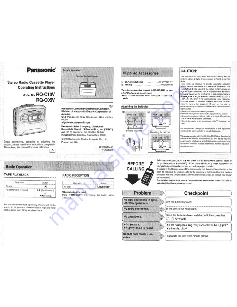 Panasonic RQ-C05V Operating Instructions Download Page 1