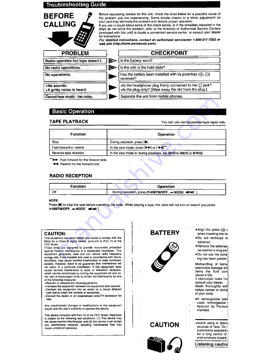 Panasonic RQ-E25V Operating Instructions Manual Download Page 3