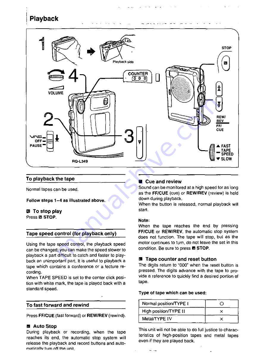 Panasonic RQ-L349 Operating Instructions Manual Download Page 6