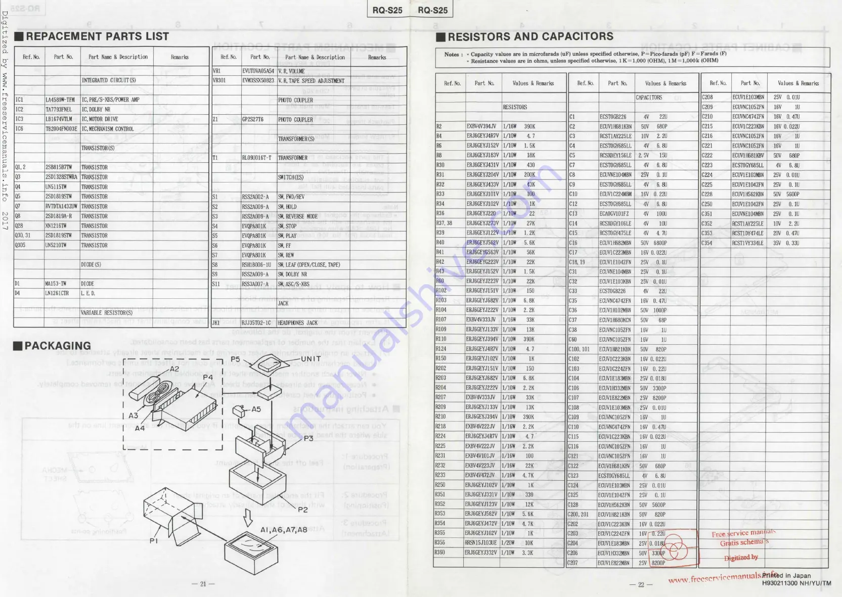 Panasonic RQ-S25 Service Manual Download Page 12