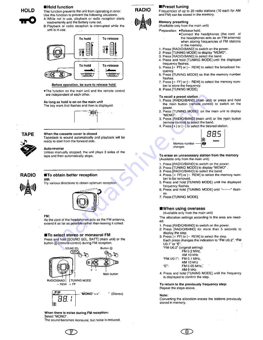 Panasonic RQ-SX70V Operating Instructions Manual Download Page 4