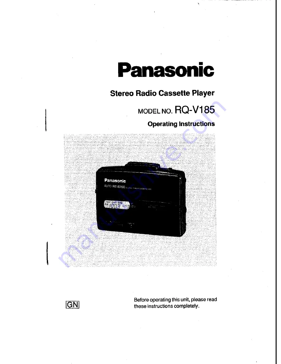 Panasonic RQ-V185 Operating Instructions Manual Download Page 1