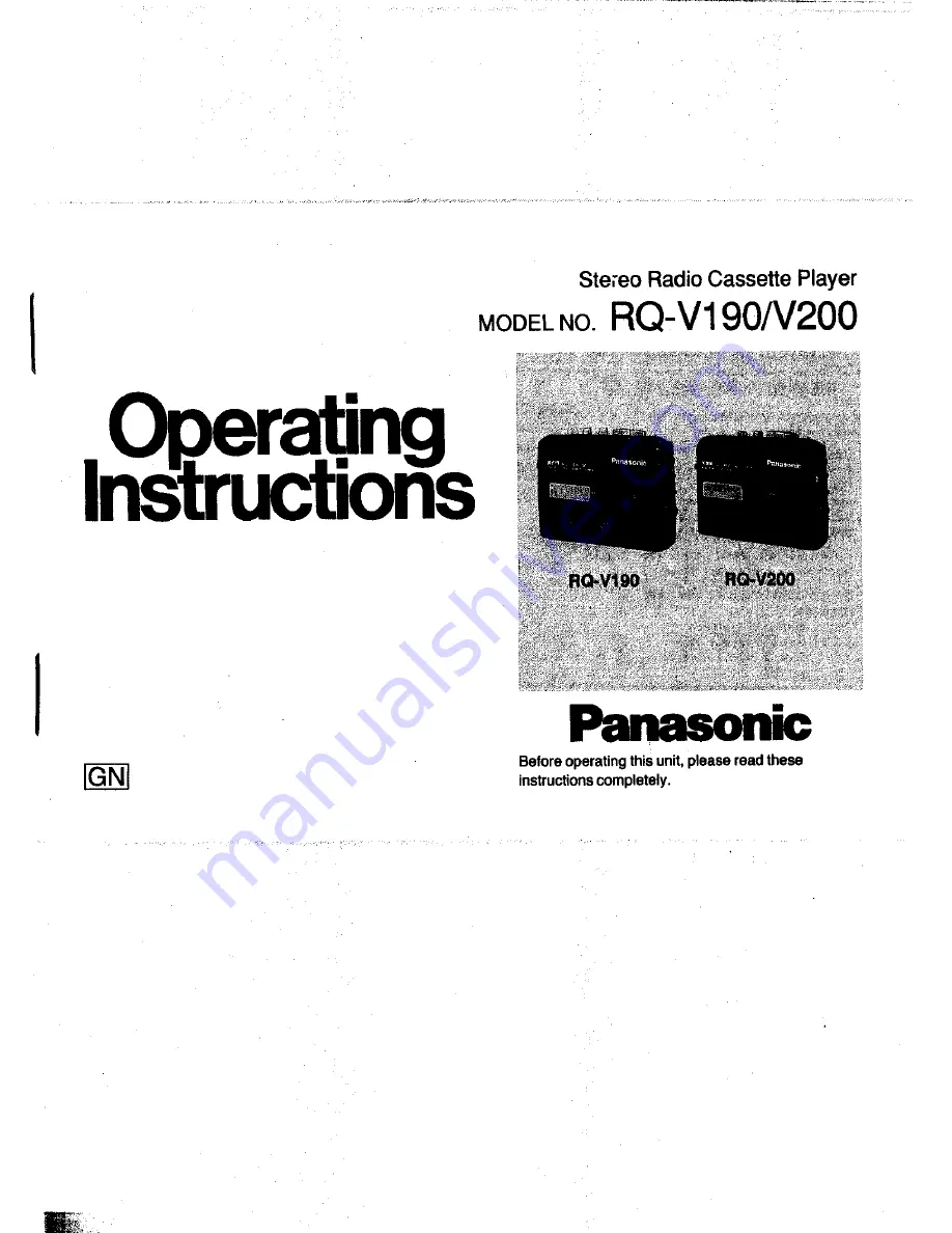 Panasonic RQ-V190 Operating Instructions Manual Download Page 1