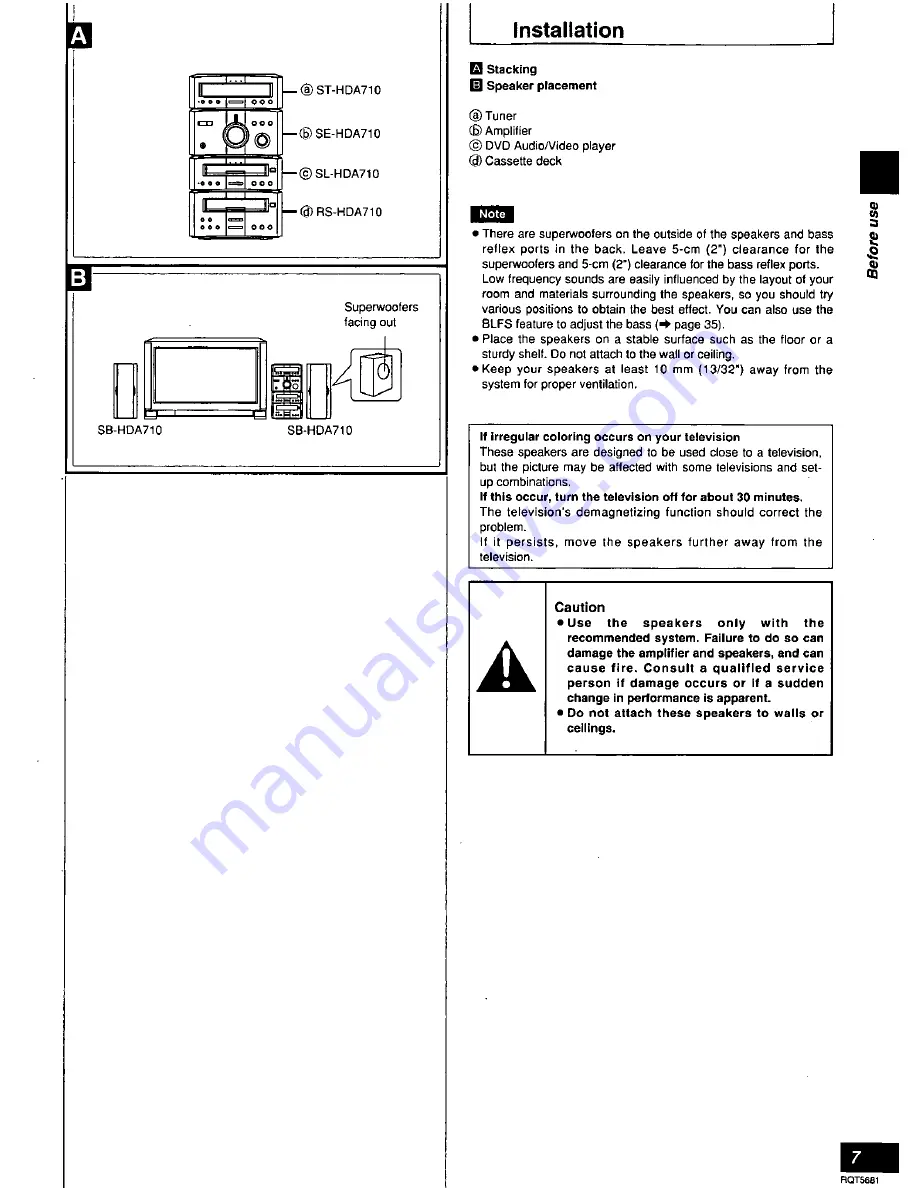 Panasonic RS-HDA710 Operating Instructions Manual Download Page 7