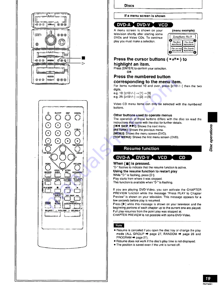 Panasonic RS-HDA710 Скачать руководство пользователя страница 19