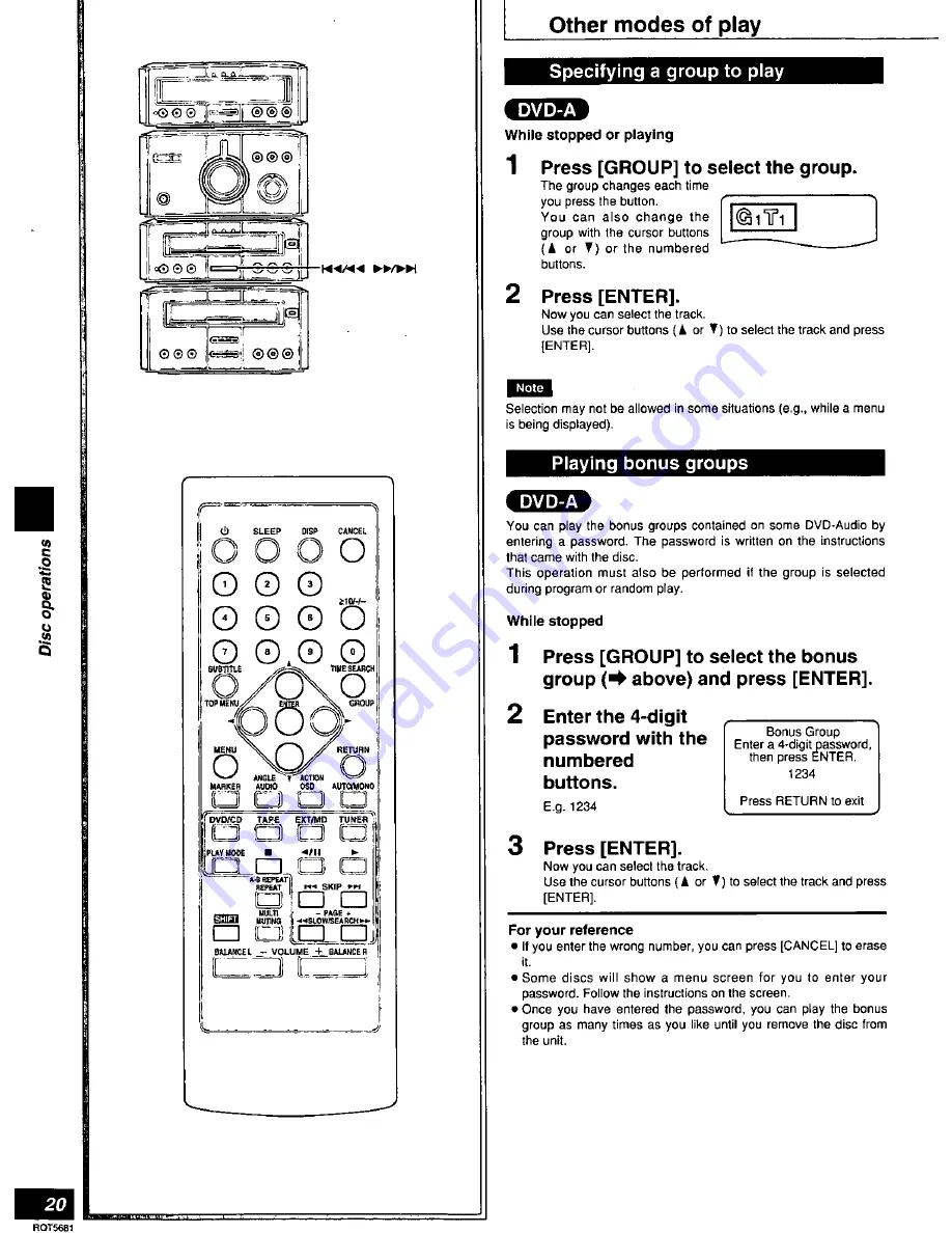 Panasonic RS-HDA710 Скачать руководство пользователя страница 20