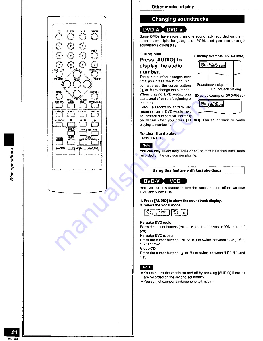 Panasonic RS-HDA710 Operating Instructions Manual Download Page 24