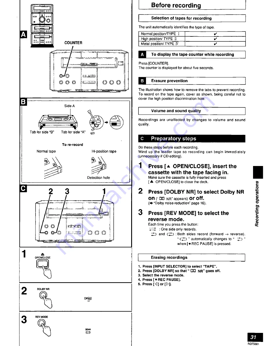 Panasonic RS-HDA710 Operating Instructions Manual Download Page 31